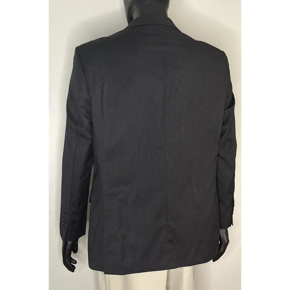 Uomo Suit Jacket Blazer Mens 42R Charcoal Black 100% Pure Wool Classic Fit